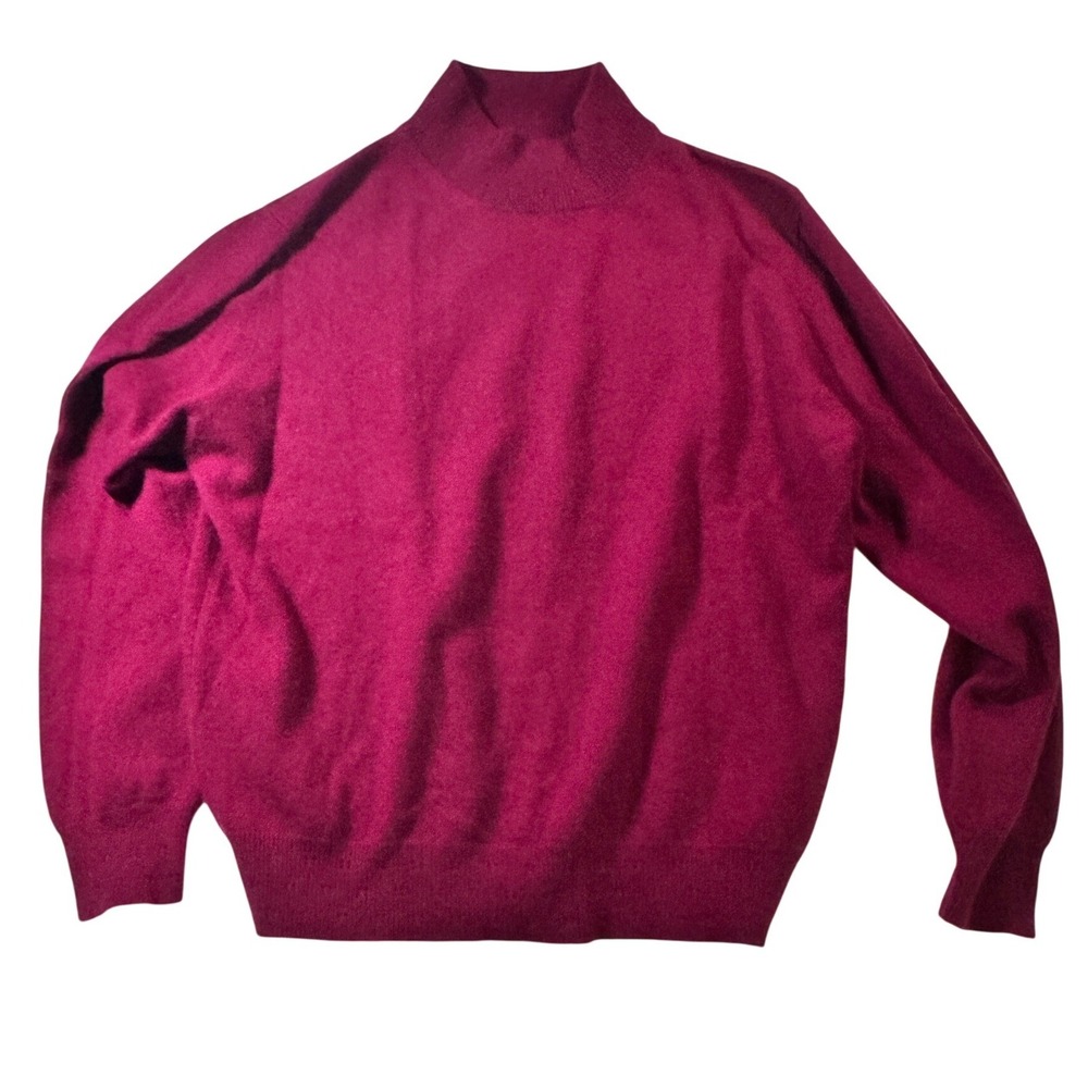 Lord & Taylor Two Ply Cashmere Mock Neck Sweater Fuchsia Pink Size L Cozy